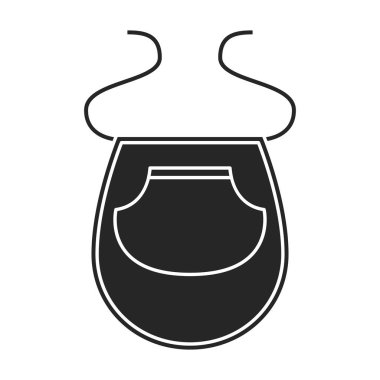 Önlük vektör simgesi. Siyah vektör simgesi beyaz önlük üzerinde izole edildi.