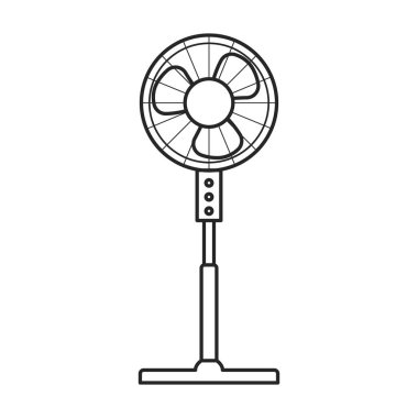 Fan vektör simgesi. Beyaz arkaplan vantilatöründe çizgi vektör simgesi izole edildi.