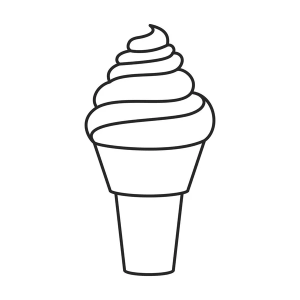 Ice cream in cone vector icon.Line vector icon isolated on white background ice cream in cone. — Stock Vector