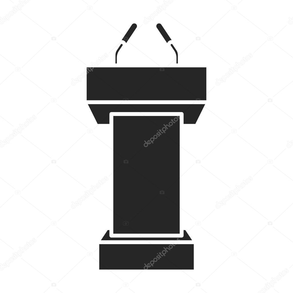 Podium of rostrum vector icon.Black vector icon isolated on white background podium of rostrum.