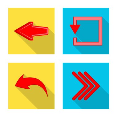 Öğe ve ok logosu yalıtılmış nesne. Öğe ve yön hisse senedi vektör çizim seti.