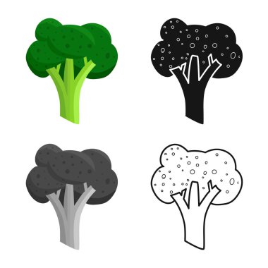 İzole edilmiş brokoli ve lahana işareti. Brokoli ve karalama hisse senedi temsili koleksiyonu.