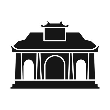 Tapınak ve hanoi işaretinin vektör tasarımı. Stok için tapınak ve Vietnam vektör simgesi kümesi.