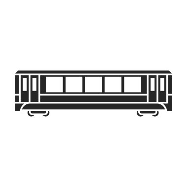 Metro tren ikonu. Siyah vektör simgesi beyaz arka plan metro treninde izole edildi..