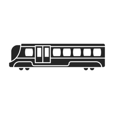 Metro tren ikonu. Siyah vektör simgesi beyaz arka plan metro treninde izole edildi..