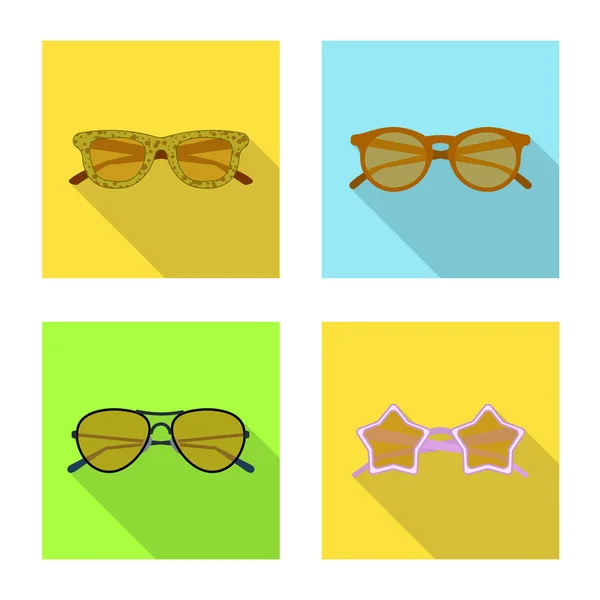 Oggetto isolato di occhiali e occhiali da sole icona. Set di bicchieri e accessori stock symbol per web . — Vettoriale Stock