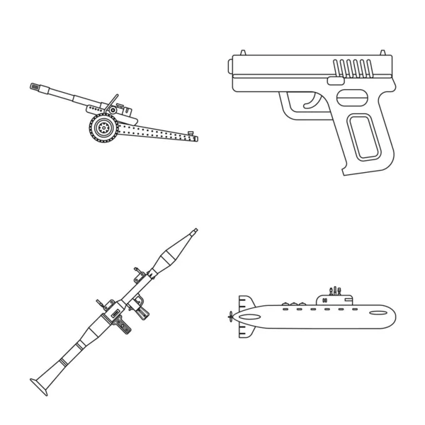 Diseño vectorial del arma y el símbolo de la pistola. Colección de armas y ejército icono vectorial para stock . — Archivo Imágenes Vectoriales