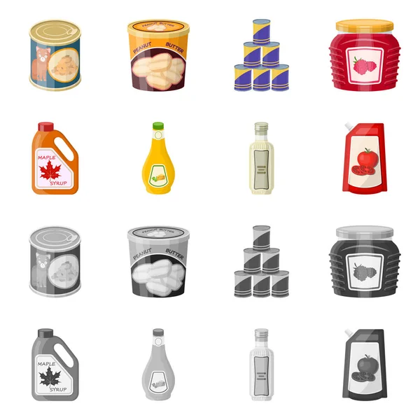 Objeto aislado de lata e icono de comida. Colección de lata y paquete de símbolo de stock para la web . — Vector de stock