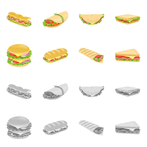 Objeto aislado de la cena y logotipo de la cocina. Conjunto de cena y desayuno stock vector ilustración . — Vector de stock