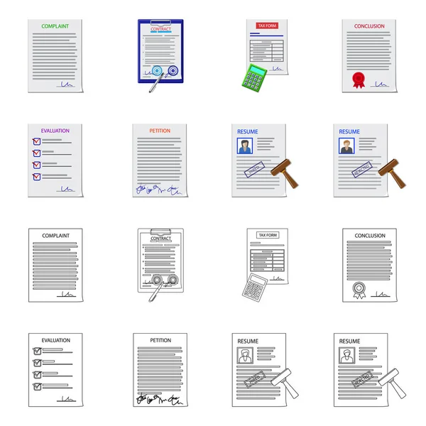 Isolerade objekt av ikonen formulär och dokument. Uppsättning av formuläret och markera aktiesymbol för webben. — Stock vektor