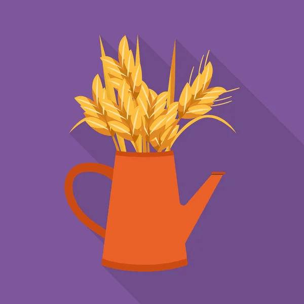 Izolovaný objekt s logem pšenice a kytice. Kolekce pšeničné a čajové konvice vektorové ilustrace. — Stockový vektor