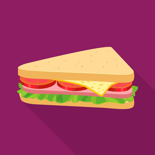 Vector illustration of burger and hoagie sign. Graphic of burger and triangle vector icon for stock.