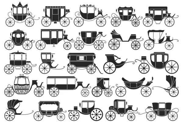 Vintage carriage vector black,simple set icon. Vector illustration set cart for princess. Isolated black,simple icon transport of vintage carriage on white background . Stock Illustration