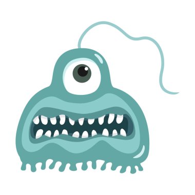 Virüs vektör simgesi bakterisi. Virüsün beyaz arka plan bakterisi üzerinde izole edilmiş çizgi film vektör simgesi. .