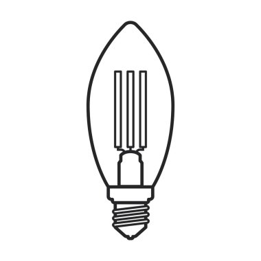 Ampul vektör simgesi. Beyaz arkaplan ampulünde çizgi vektör simgesi izole edildi.