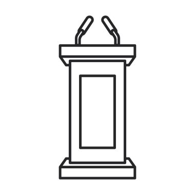 Tribün vektör simgesi. Çizgi vektör simgesi beyaz arkaplan tribününde izole edildi .