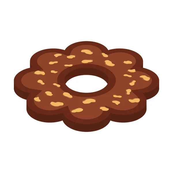 Icono del vector de la galleta del chocolate. Icono del vector de la historieta aislado en la galleta blanca del chocolate del fondo  . — Vector de stock