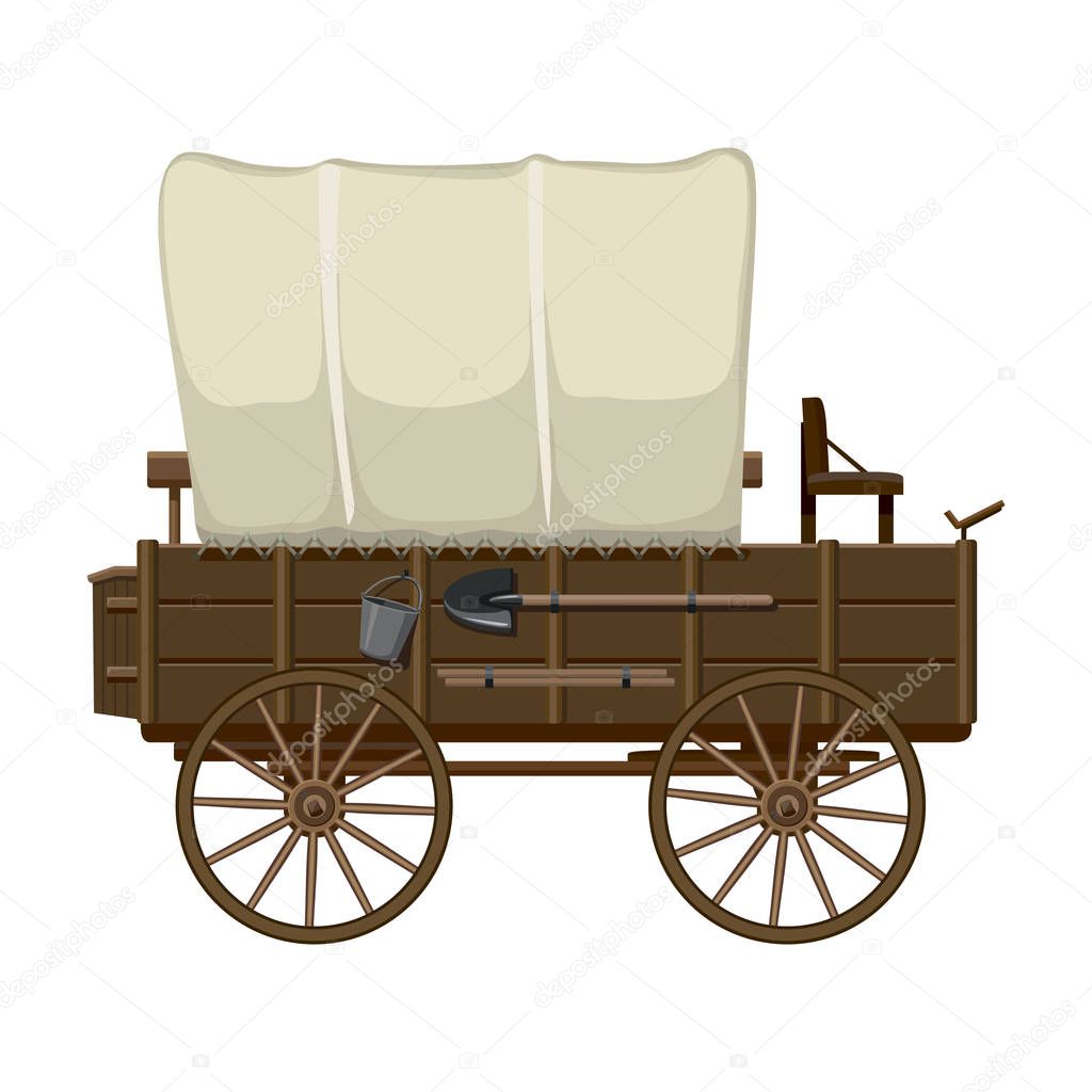 Western carriage vector icon.Cartoon vector icon isolated on white background western carriage.