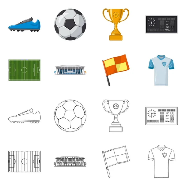 Vektor-Design von Fußball und Getriebe Zeichen. Set von Fußball und Turnier Aktien Vektor Illustration. — Stockvektor