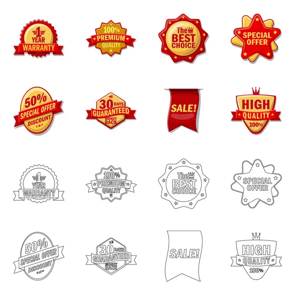 Objeto aislado de emblema y signo de insignia. Colección de emblema y pegatina símbolo de stock para la web . — Vector de stock