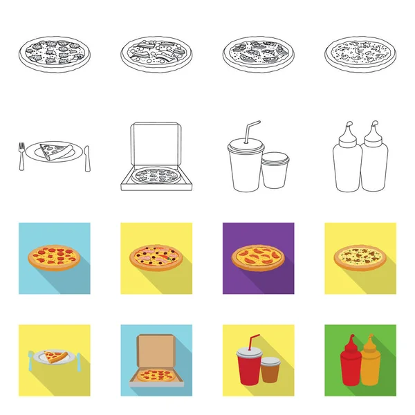 Ilustración vectorial del icono de la pizza y la comida. Colección de pizza y italia stock vector ilustración . — Vector de stock