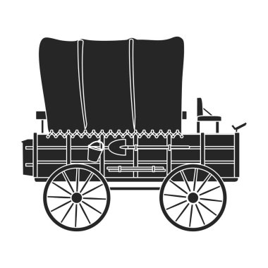 Batı taşıma vektör simgesi. Siyah vektör simgesi beyaz arka plan batı vagonunda izole edildi..