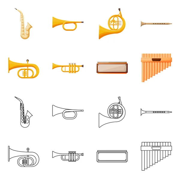 Vektor-Illustration von Konzert und klassischem Logo. Set von Konzert und Ausrüstung Vektor-Symbol für Lager. — Stockvektor