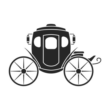 Retro brougham vektör simgesi. Siyah, basit vektör simgesi retro brougham beyaz arkaplanda izole edilmiş..
