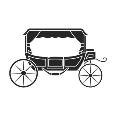 Retro brougham vektör simgesi. Siyah, basit vektör simgesi retro brougham beyaz arkaplanda izole edilmiş..
