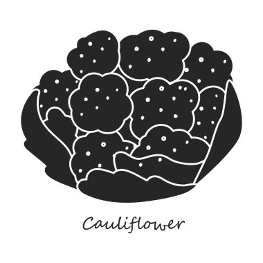 Karnabahar vektör simgesi. Siyah, basit vektör simgesi beyaz arka planda izole edilmiş karnabahar.