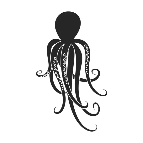 Octopus vector icon.Black,simple vector icon isolated on white background octopus. — Stock Vector