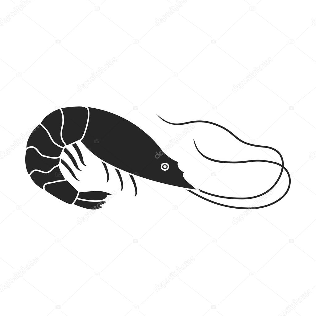 Shrimp vector icon.Black,simple vector icon isolated on white background shrimp .