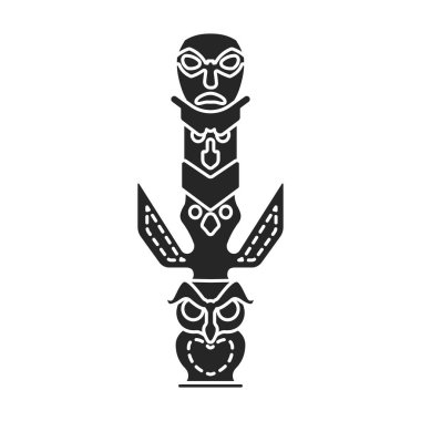 Totem vektör simgesi. Siyah vektör simgesi beyaz arkaplan toteminde izole edildi.