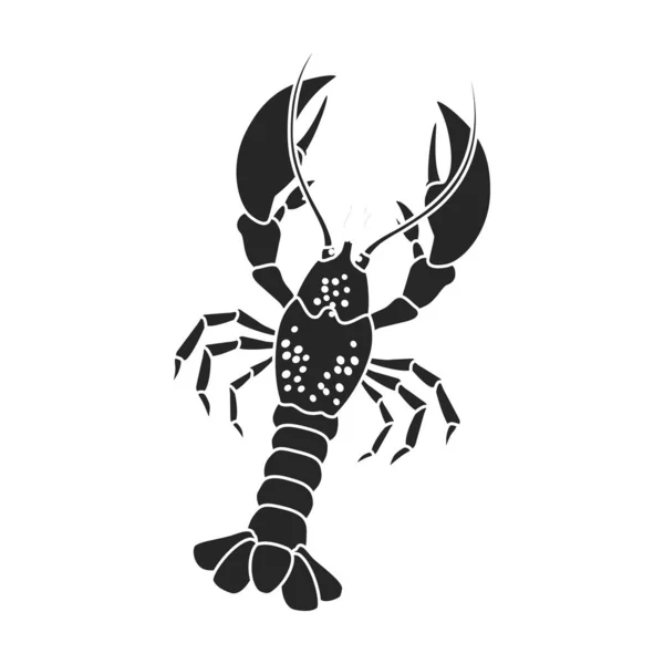 Lobster vektor icon.Black, ikon vektor sederhana diisolasi pada latar belakang lobster putih . - Stok Vektor