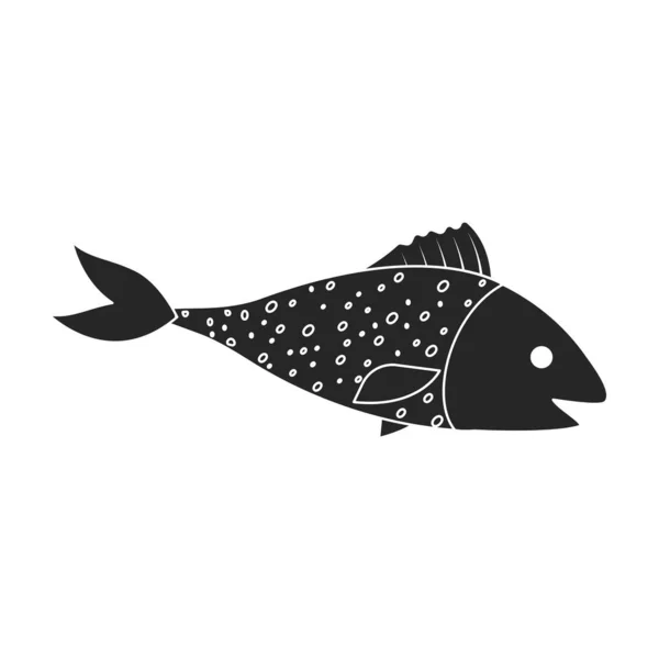 海の魚のベクトルのアイコン白の背景の魚に隔離された黒、単純なベクトルのアイコン. — ストックベクタ
