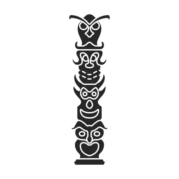 Totem vektor ikon.Fekete vektor ikon elszigetelt fehér háttér totem. — Stock Vector