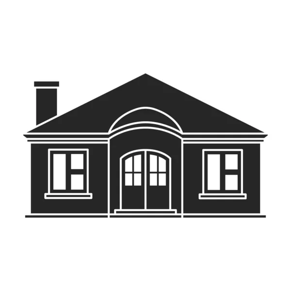 Villa of house διάνυσμα εικόνα.Μαύρο, απλό διάνυσμα εικονίδιο απομονώνονται σε λευκό φόντο βίλα του σπιτιού . — Διανυσματικό Αρχείο