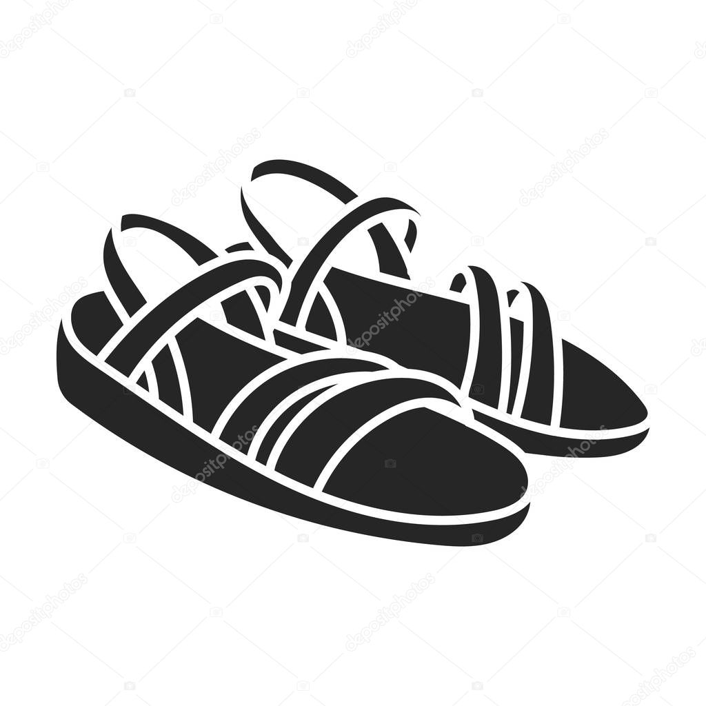 Sandal vector icon.Black vector logo isolated on white background sandal .