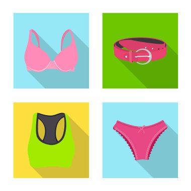 Kadın ve giyim simge vektör çizimi. Kadın ayarla ve stok vektör çizim giymek.