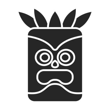 Totem vektör simgesinin maskesi. Siyah vektör simgesi totemin beyaz arka plan maskesinde izole edildi .