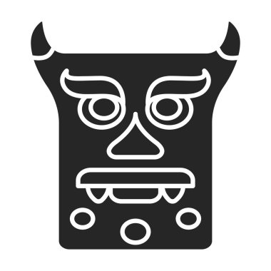 Totem vektör simgesinin maskesi. Siyah vektör simgesi totemin beyaz arka plan maskesinde izole edildi .