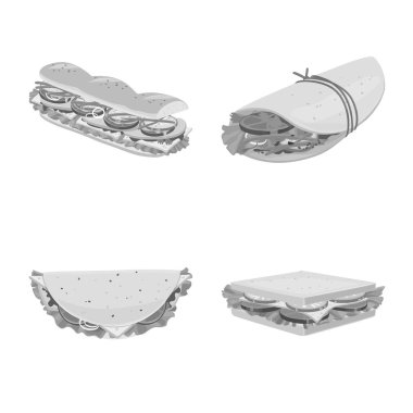 Atıştırmalık bir şey ve taze bir işaret. Aperatif koleksiyonu ve web için akşam yemeği sembolü.