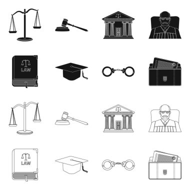 Hukuk ve avukat logosu yalıtılmış nesne. Hukuk ve adalet hisse senedi simgesi web için kümesi.