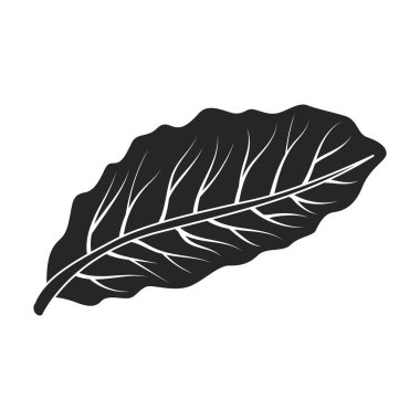 Lahana yaprağı vektör simgesi. Siyah, basit vektör simgesi, beyaz lahana yaprağına izole edilmiş. .