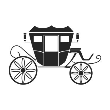 Retro brougham vektör simgesi. Siyah, basit vektör simgesi retro brougham beyaz arkaplanda izole edilmiş..