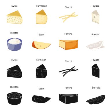 Vector illustration of product and milk sign. Collection of product and snack stock vector illustration.