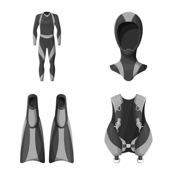 Şnorkelle dalış ve spor ikonu nesneleri. Ağ için şnorkelle yüzme ve dalış sembolü. — Stok Vektör