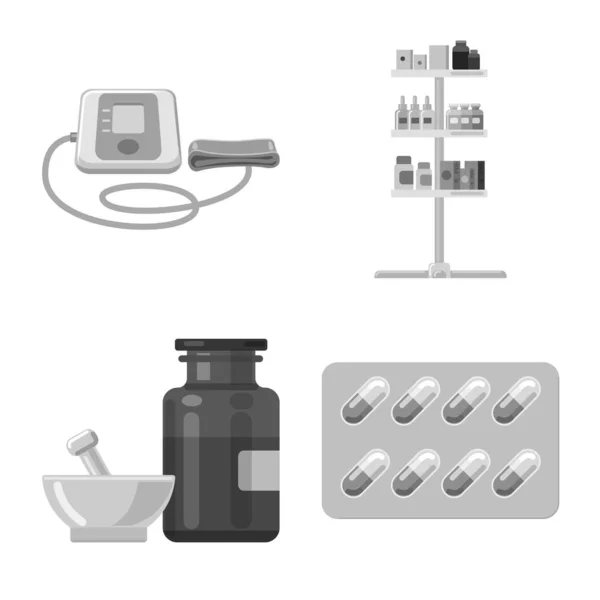 Vektorillustration av apotek och sjukhus logotyp. Samling av apotek och affärer vektor ikonen för lager. — Stock vektor