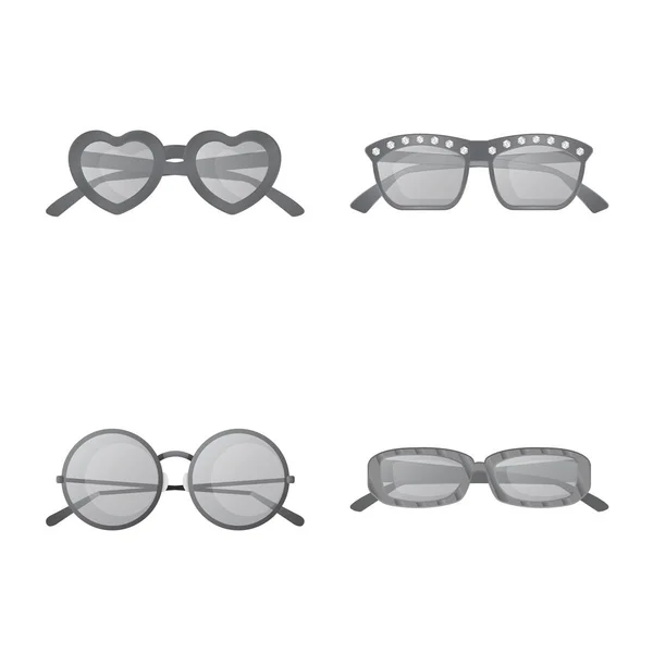 Na białym tle obiekt ikony okulary i okulary przeciwsłoneczne. Kolekcja okulary i akcesoria symbol giełdowy dla sieci web. — Wektor stockowy