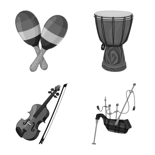 Objeto aislado de música y logotipo de melodía. Colección de música y vector de herramientas icono para stock . — Vector de stock